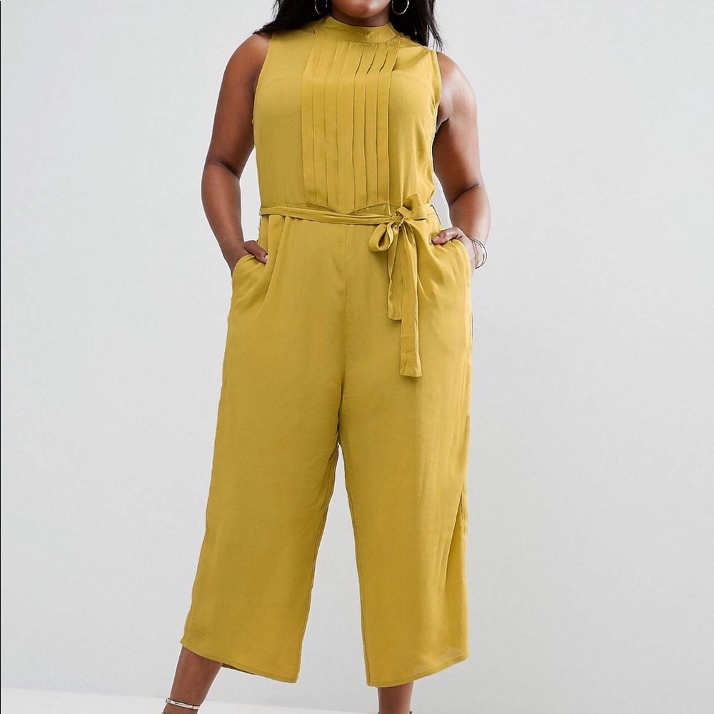 Wide leg jumpsuit with pleated front panel